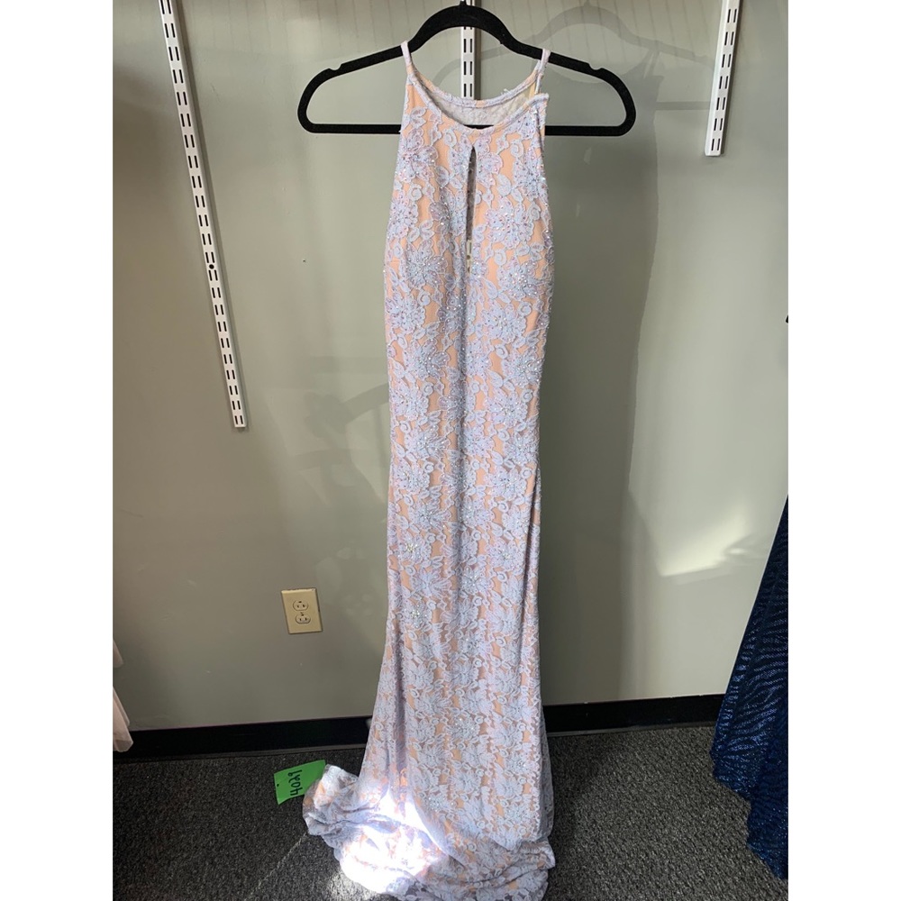 Periwinkle lace formal dress